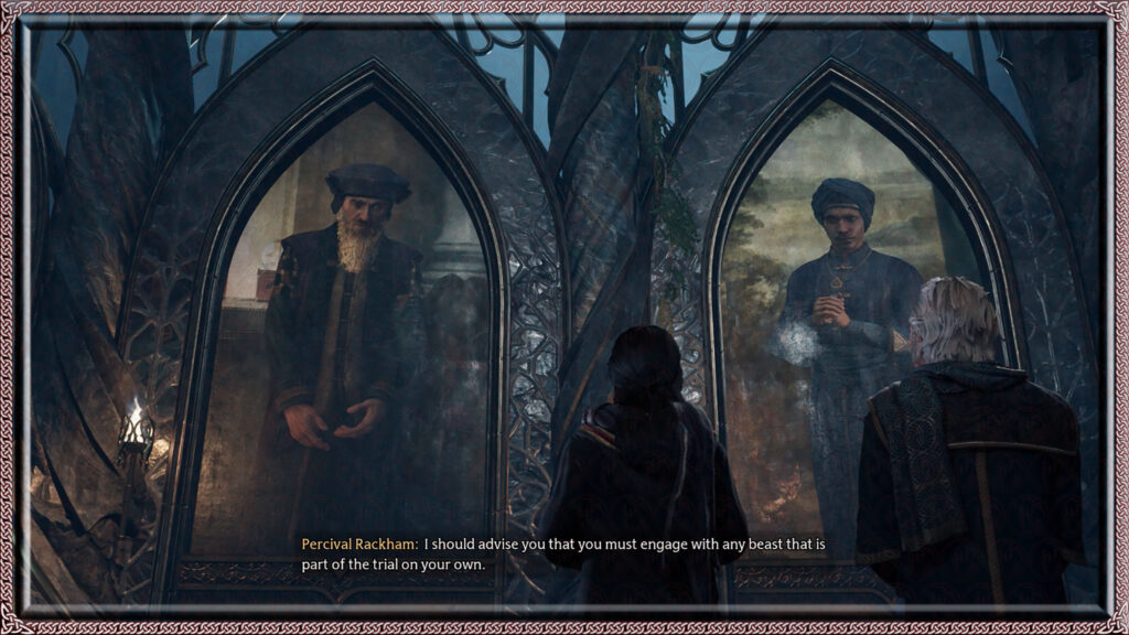 Professor Rackham reminds the player how they must complete this task alone and with an awareness of dealing with magical beasts.