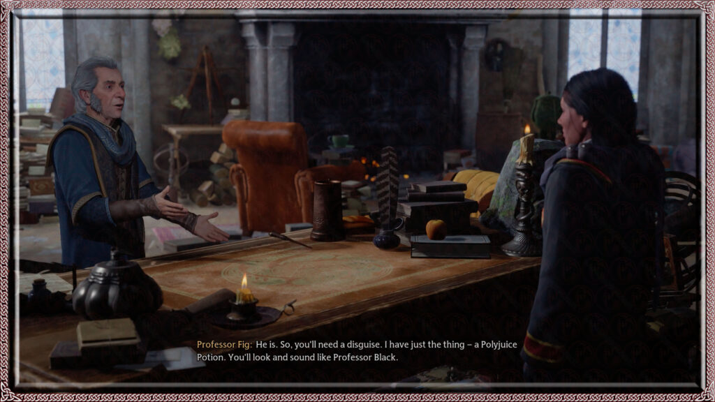Professor Fig reveals he's prepared a Polyjuice Potion in case of the current situation.