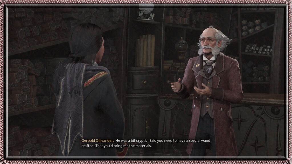 Gerbold Ollivander repeats what Professor Fig mentioned with his owl about the Keeper's "special wand."