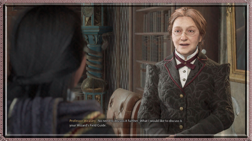 Acknowledging the loss of Professor Fig, Professor Weasley moves to discussing the state of your field guide.