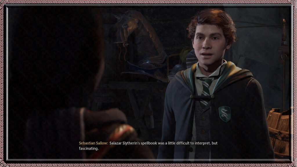 Sebastian Sallow explains his efforts with the spellbook from Slytherin's study.
