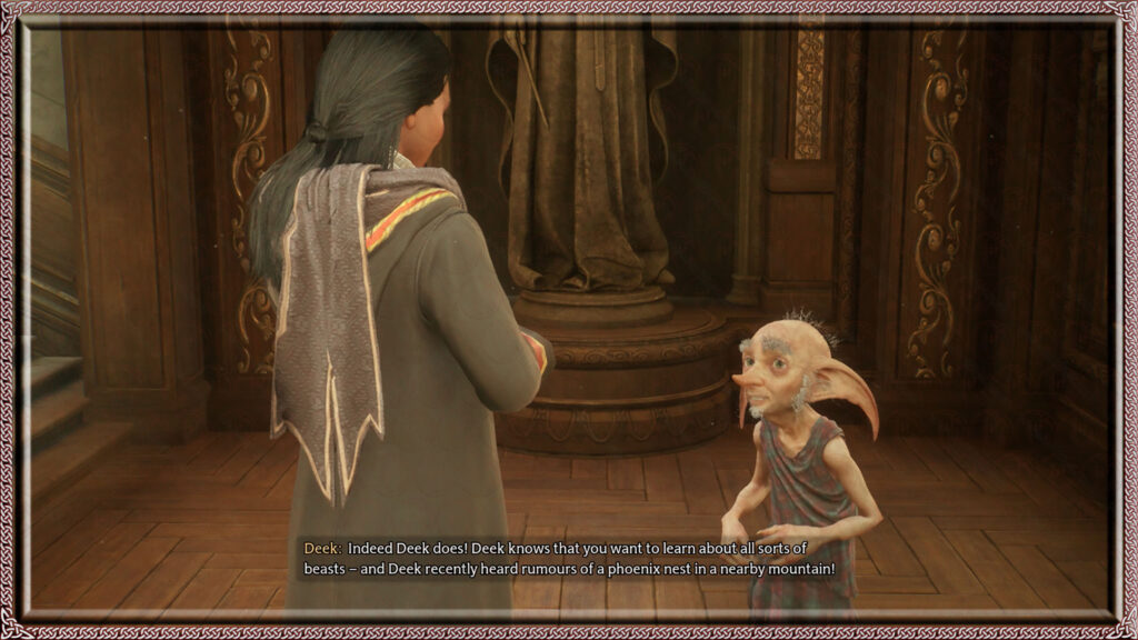 Deek informs the player of news about a Phoenix roosting in the highlands nearby.